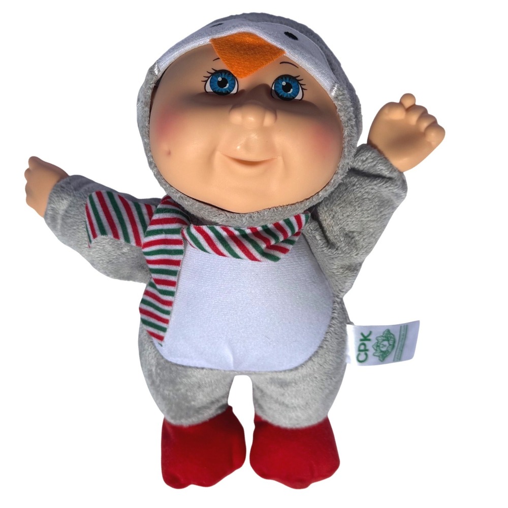 Cabbage Patch Kids Cuties Penguin Holiday Scarf 9" Plush Doll Grey‎ Red Green